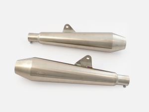 TEC 304 Stainless Pair of Slip-on 'Cannon' Silencers - Royal Enfield Interceptor 650 & Continental GT 650